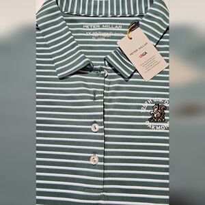 Peter Millar Green Striped Polo Shirt